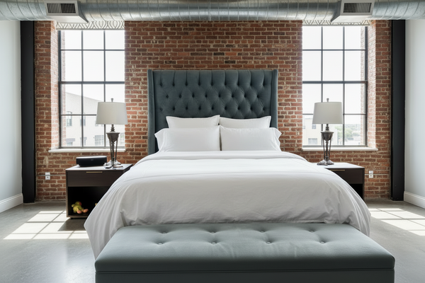 RESTORATION HARDWARE Adler Shelter Queen Tufted Bed