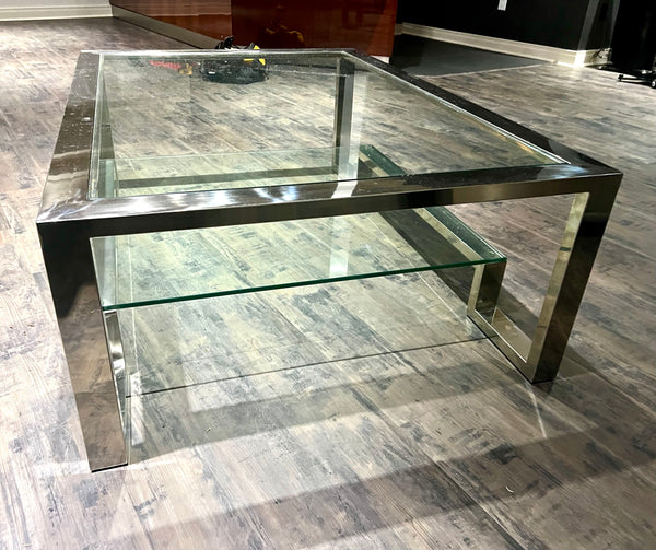 Z Gallerie Duplicity Chrome and Glass Coffee Table