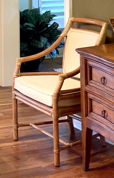 McGuire Target Back Rattan Dining Chairs - Set of 4