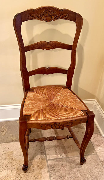 Wood and Wicker French Country Dining Chair