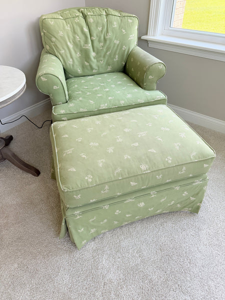 PEARSON Green Chair and Ottoman