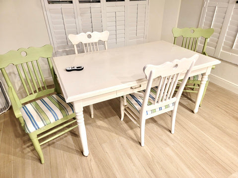 White Painted Dining Table and 4 Spindle Dining Chairs
