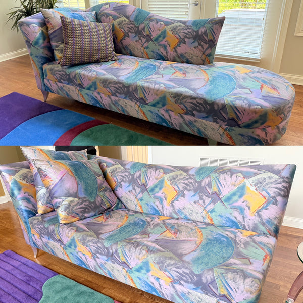 Pair of Vintage 1980s Postmodern Sculptural Sofa & Chaise Wieman / Kagan Style