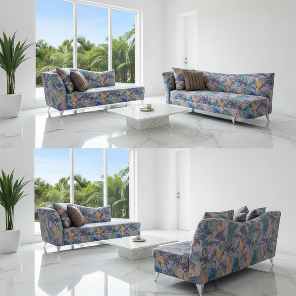 Pair of Vintage 1980s Postmodern Sculptural Sofa & Chaise Wieman / Kagan Style