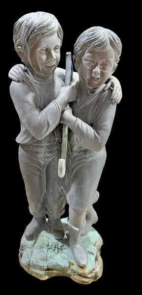 Bronze Statue Fountain of Children Under Umbrella by Leonardo Rossi