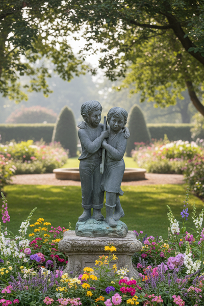 Bronze Statue Fountain of Children Under Umbrella by Leonardo Rossi
