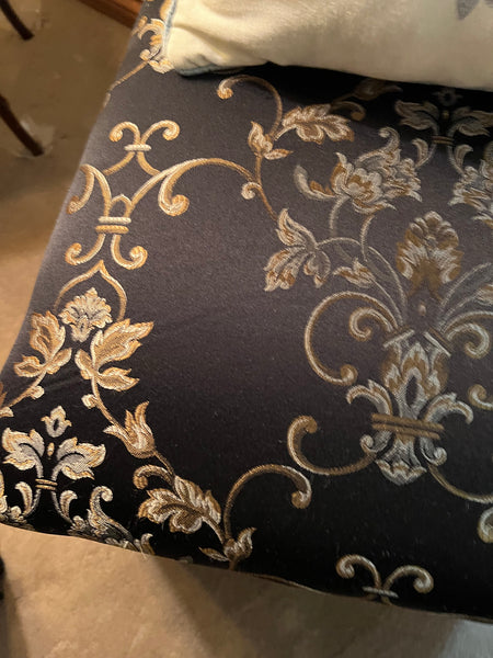 Pair of Silk Damask Parsons Chairs