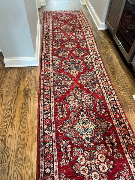 Antique Sarouk Handmade 18' Runner Rug