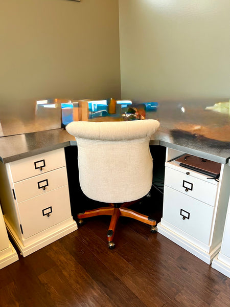 BALLARD DESIGNS Full Office Set - 2 Corner Desks, 2 Chairs, Credenza with Hutch