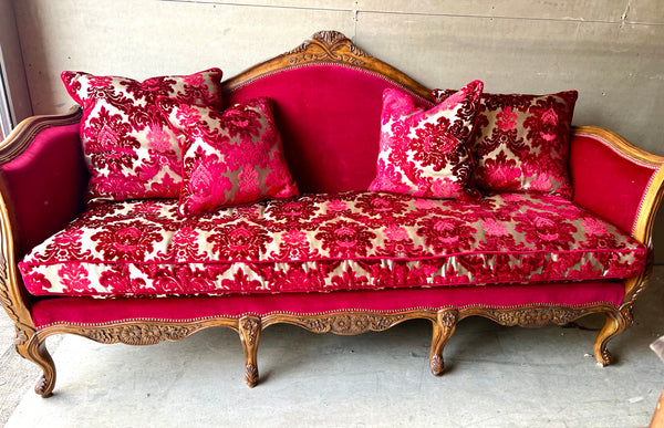 French Louis XVI Style Down Filled Single Seat Cushion Sofa Settee