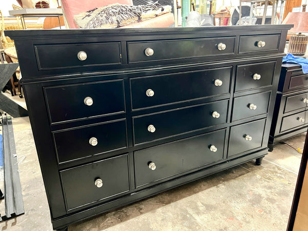 Black Dresser with Mirror and Nightstand