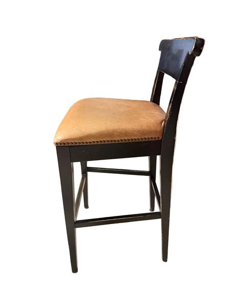HENREDON Acquisitions Leather and Wood Bar Stools - Set of 4
