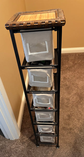 Black Storage Rack with Small Drawers