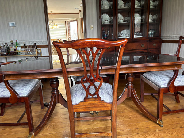 Antique Mahogany Double Pedestal Georgian Style Dining Set
