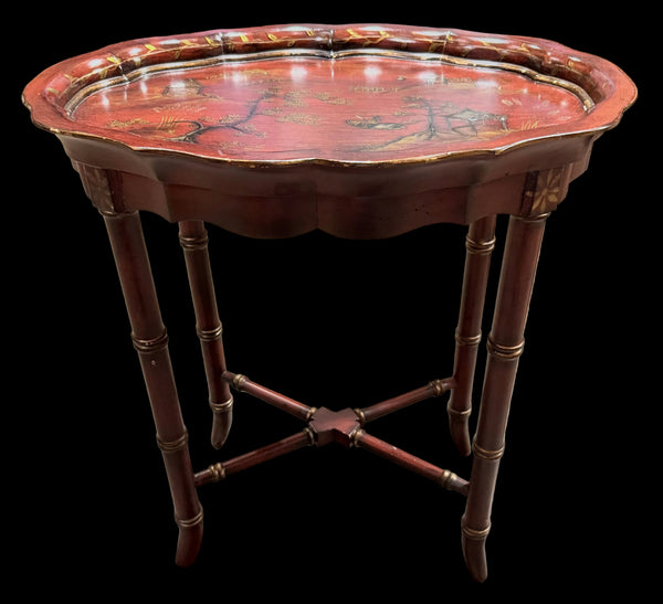 Chinoiserie Lacquered Tole Tray Table