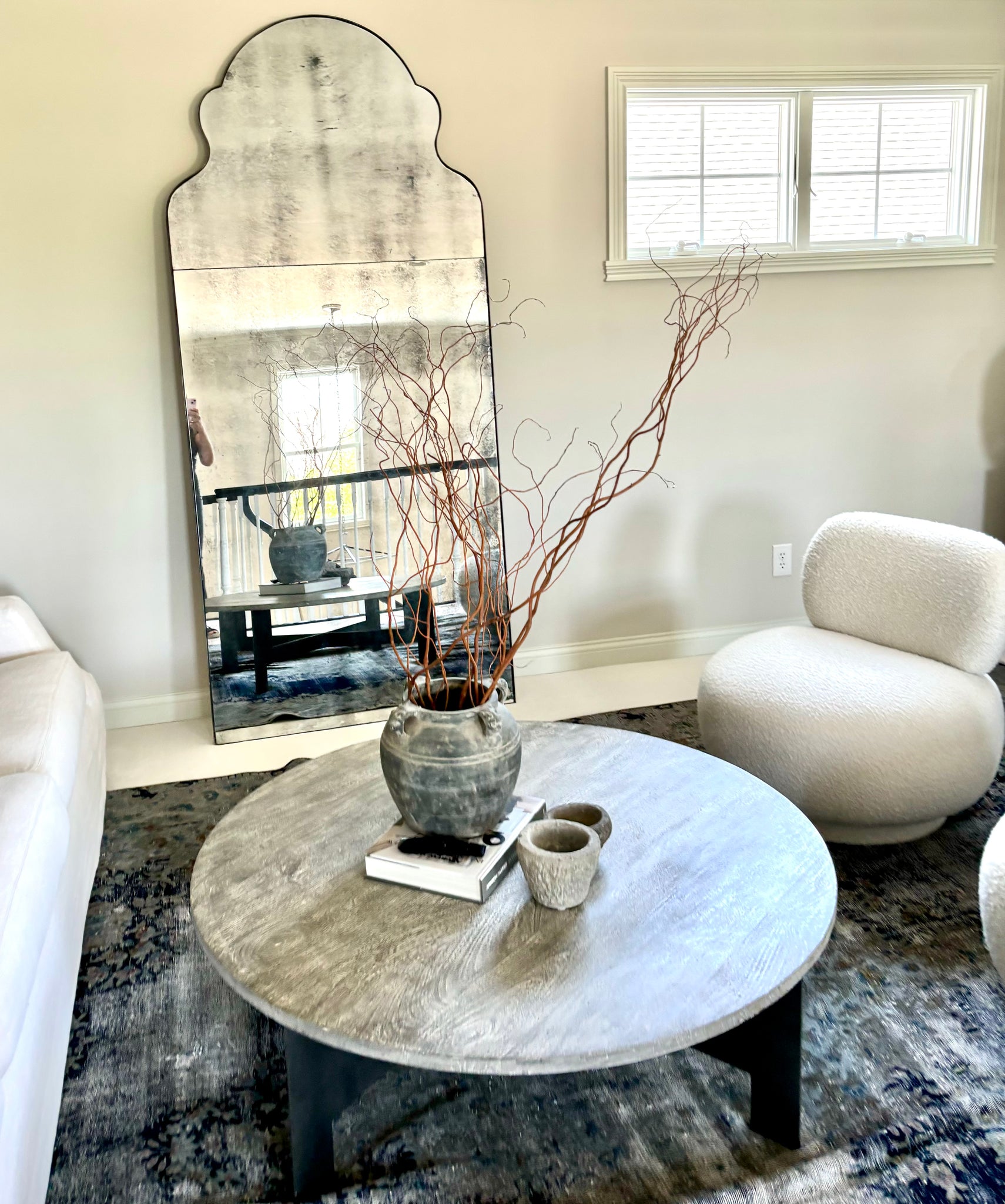 Antiqued Arched Custom Leaner Floor Mirror