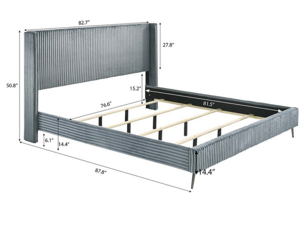 ASHLEY FURNITURE - King Wide Wale Corduroy Bed, Mattress Set and Pair of Nightstands
