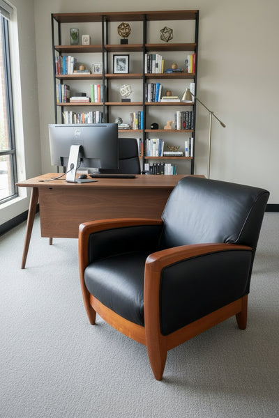 Pair of Sam Moore for LaZBoy Leather MCM Club Chairs