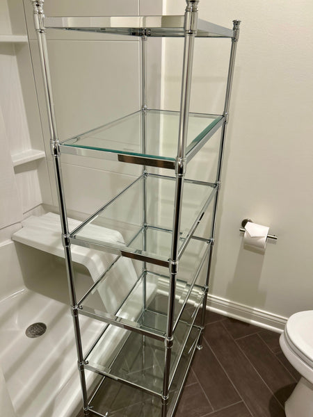 Restoration Hardware Newbury Grand Chrome and Glass Towel Etagere