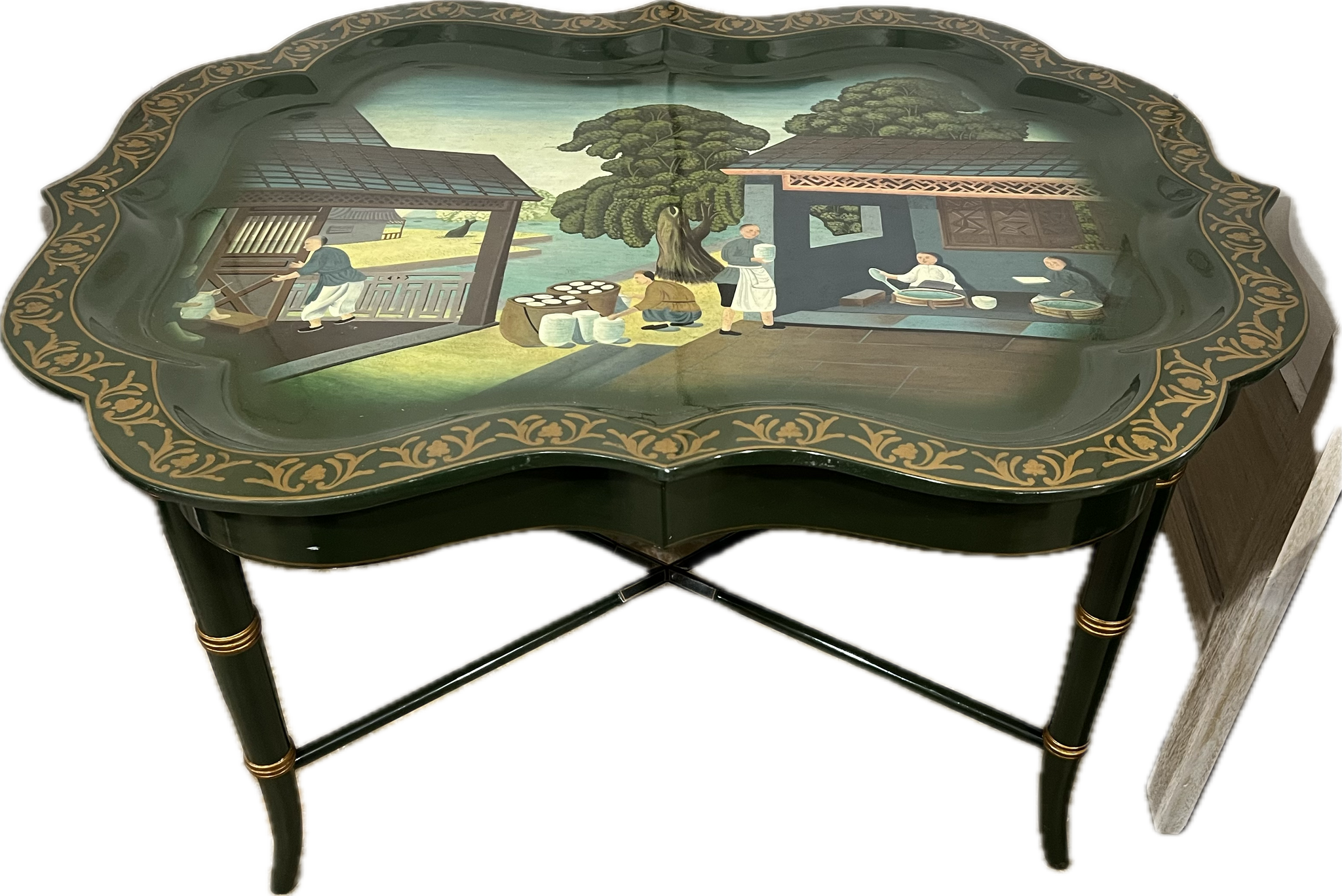 Hand-Painted Chinoiserie Tray Table by Maitland-Smith
