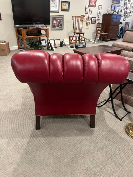 Stickley Leather Leopald's Club Chair and Ottoman Set