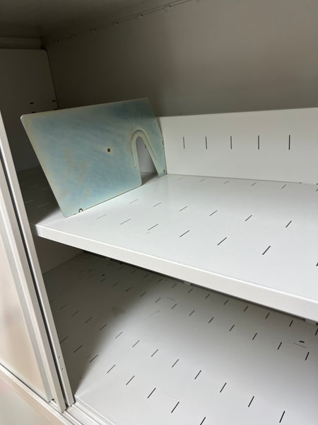 White Datum Shorter Sliding Door Storage Cabinets (4 Available)