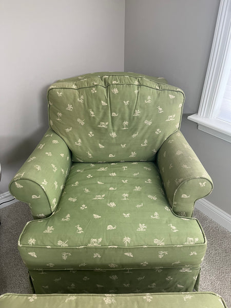 PEARSON Green Chair and Ottoman