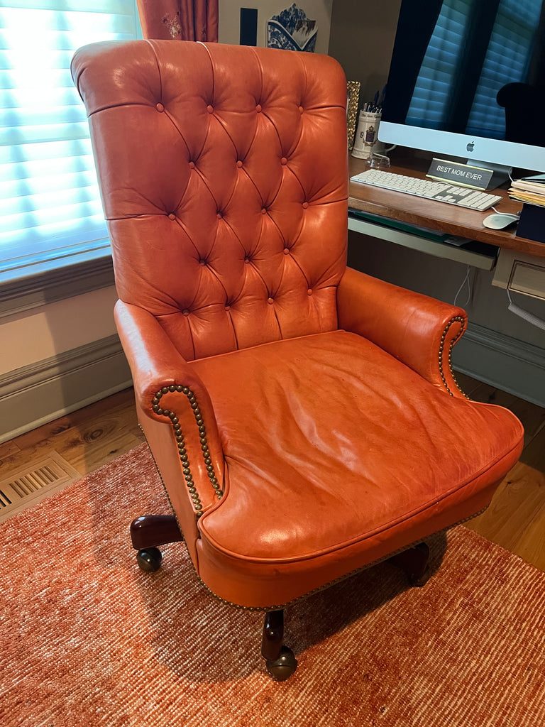 Hickory Chair Orange Tufted Leather Office Chair – KLM Luxury