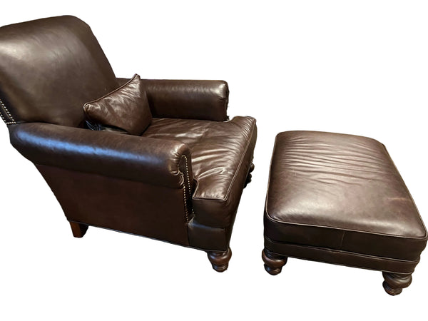 Old Hickory Tannery Leather Chair and Ottoman