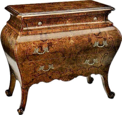 Italian Genovese Style Bombe Chest Inlaid with Rosewood