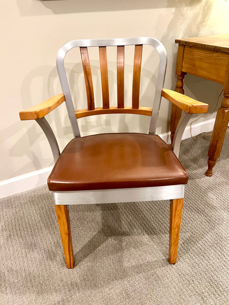 Shaw Walker MCM Aluminum and Wood Chair