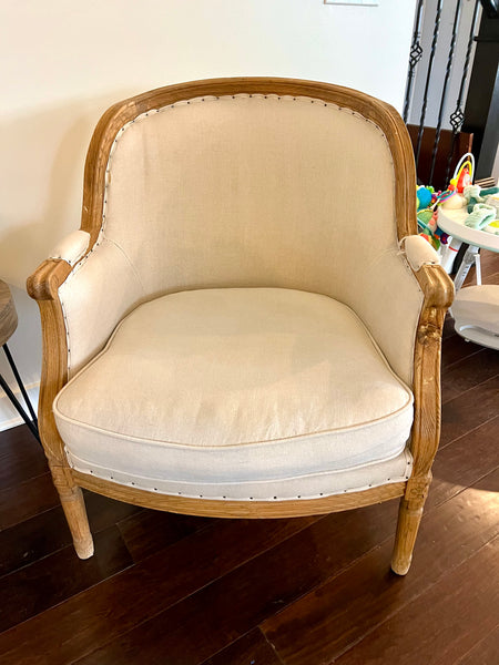 Pair of Linen Club Armchairs