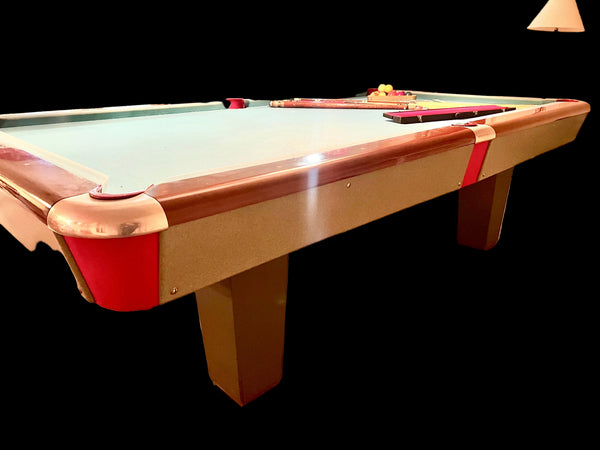 Vintage MCM Brunswick Sport King Pool Billiard Table and Accessories