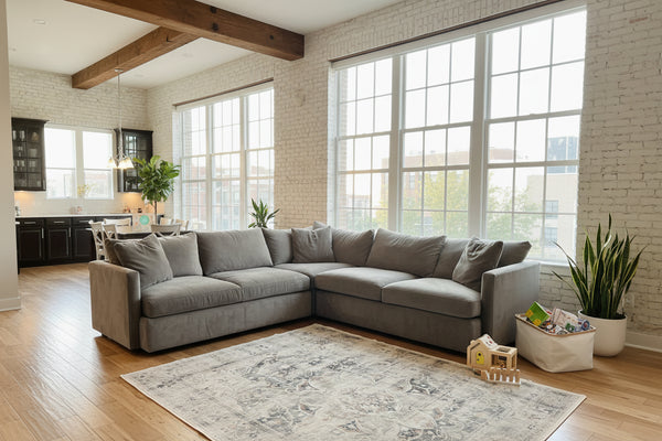 Crate and Barrel Axis Gray 3 Piece L-Shaped Sectional Sofa