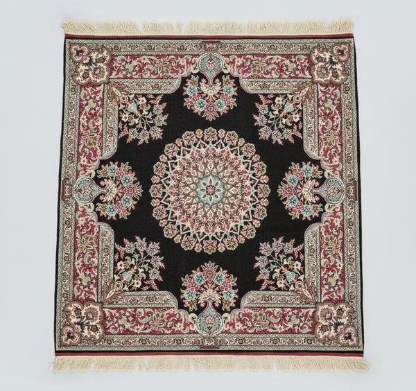 Square Silk and Wool Persian Area Rug