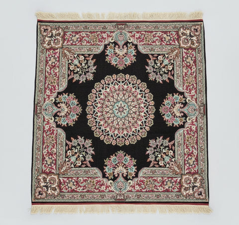 Square Silk and Wool Persian Area Rug