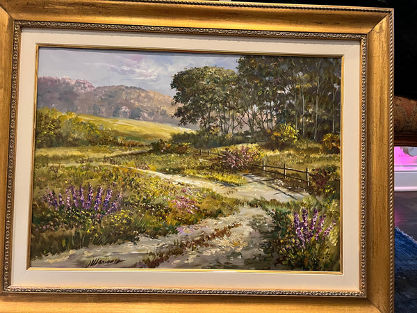 Pair of Custom Framed Italian Oil on Canvas Tuscany Paintings