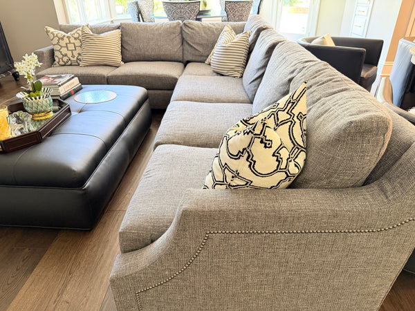 VANGUARD Furniture Nicholas Custom 3-Piece Sofa Sectional with Nailhead Trim