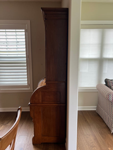 Victorian Antique Burled Walnut Roll Top Secretary Desk, Bookcase