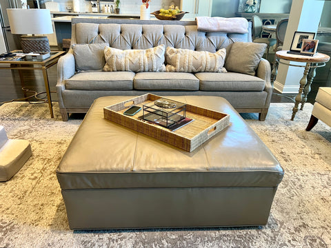 Fairfield Furniture Square Leather Ottoman Cocktail Table