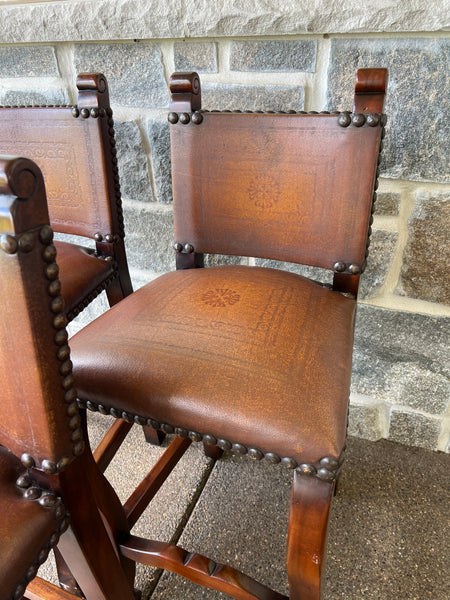 Set of 3 Theodore Alexander Cowhide Bar Stools