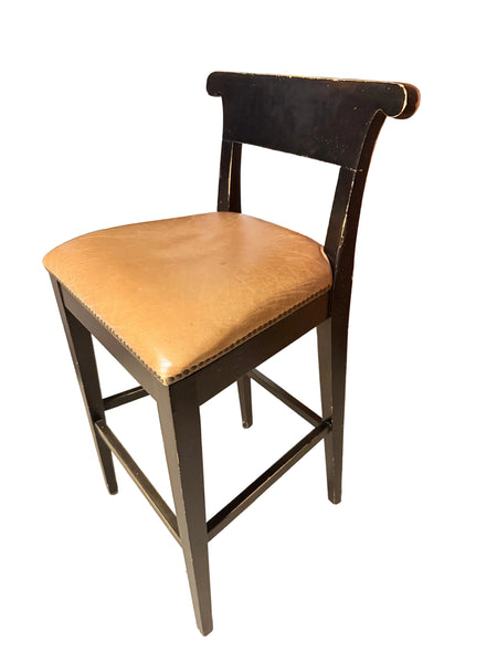 HENREDON Acquisitions Leather and Wood Bar Stools - Set of 4