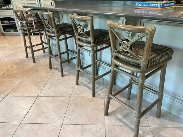 Set of 4 McGuire Target Back Bar Stools