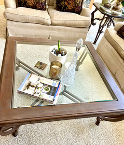 Iron and Glass Square Coffee Table