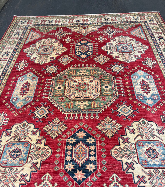 Kazak Style Hand Knotted 100% Wool Area Rug 8'x10'