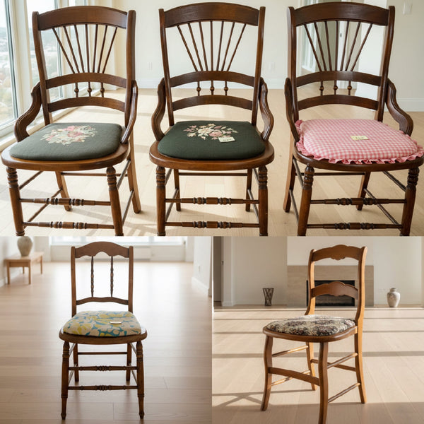 Antique Wood Windsor Style Chairs (5 Available)