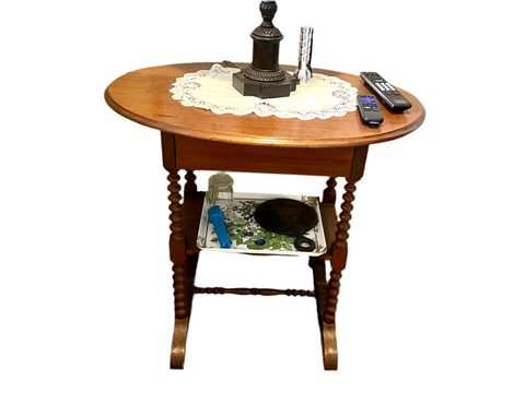 Oval Antique 2 Tier Side Table