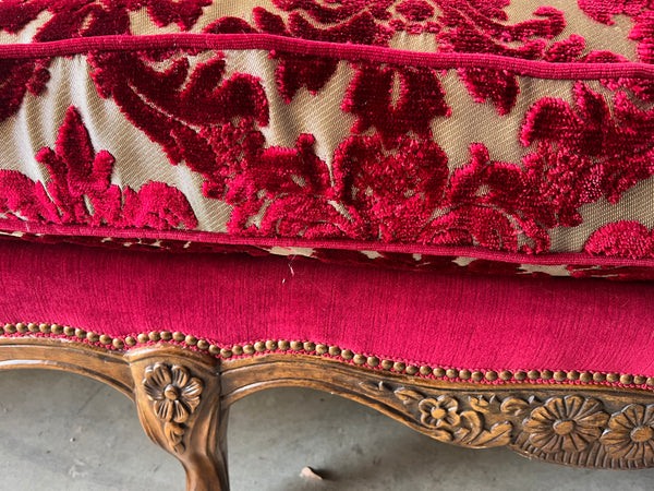 French Louis XVI Style Down Filled Single Seat Cushion Sofa Settee