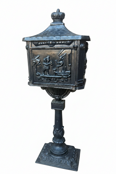 Antique Black Iron Letterbox with Key