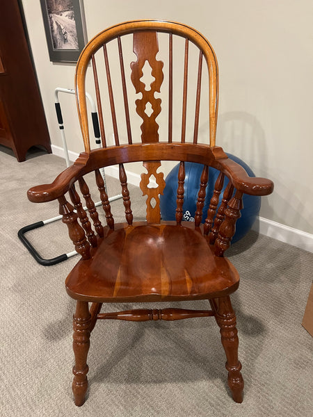 Barnard & Simonds Antique Yew Wood Broad Arm Windsor Chair